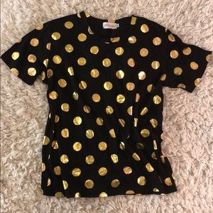 Black and Gold Polka Dot Top!